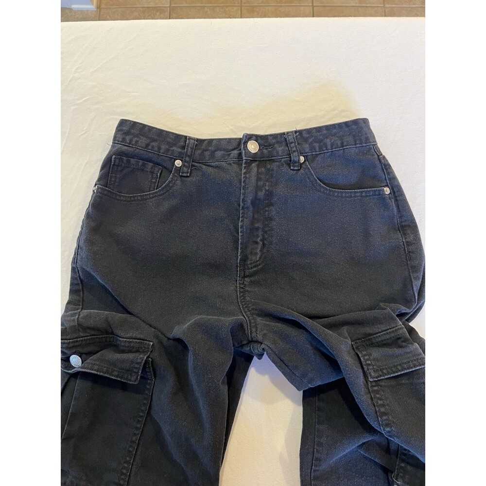 S.O.N.G. Jeans 90’s Boyfriend Cargo Jeans Black Size 7/28 100% Cotton School - Picture 8 of 13